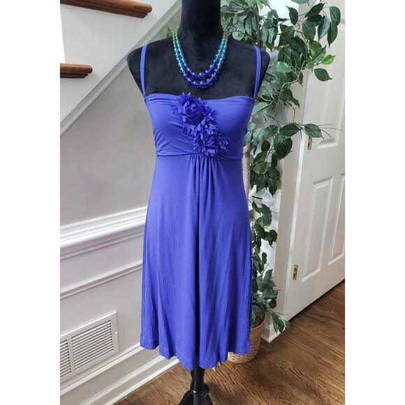 Soma Women's Blue Solid Rayon Square Neck Sleeveless Knee Length Dress Medium - Picture 1 of 9